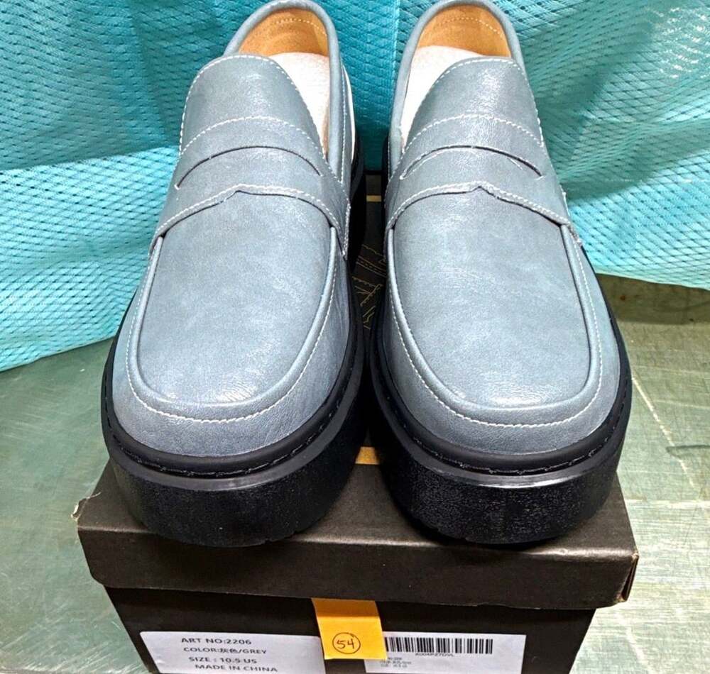 Unbranded Platform Penny Loafers Size 10.5 Grey Synthetic